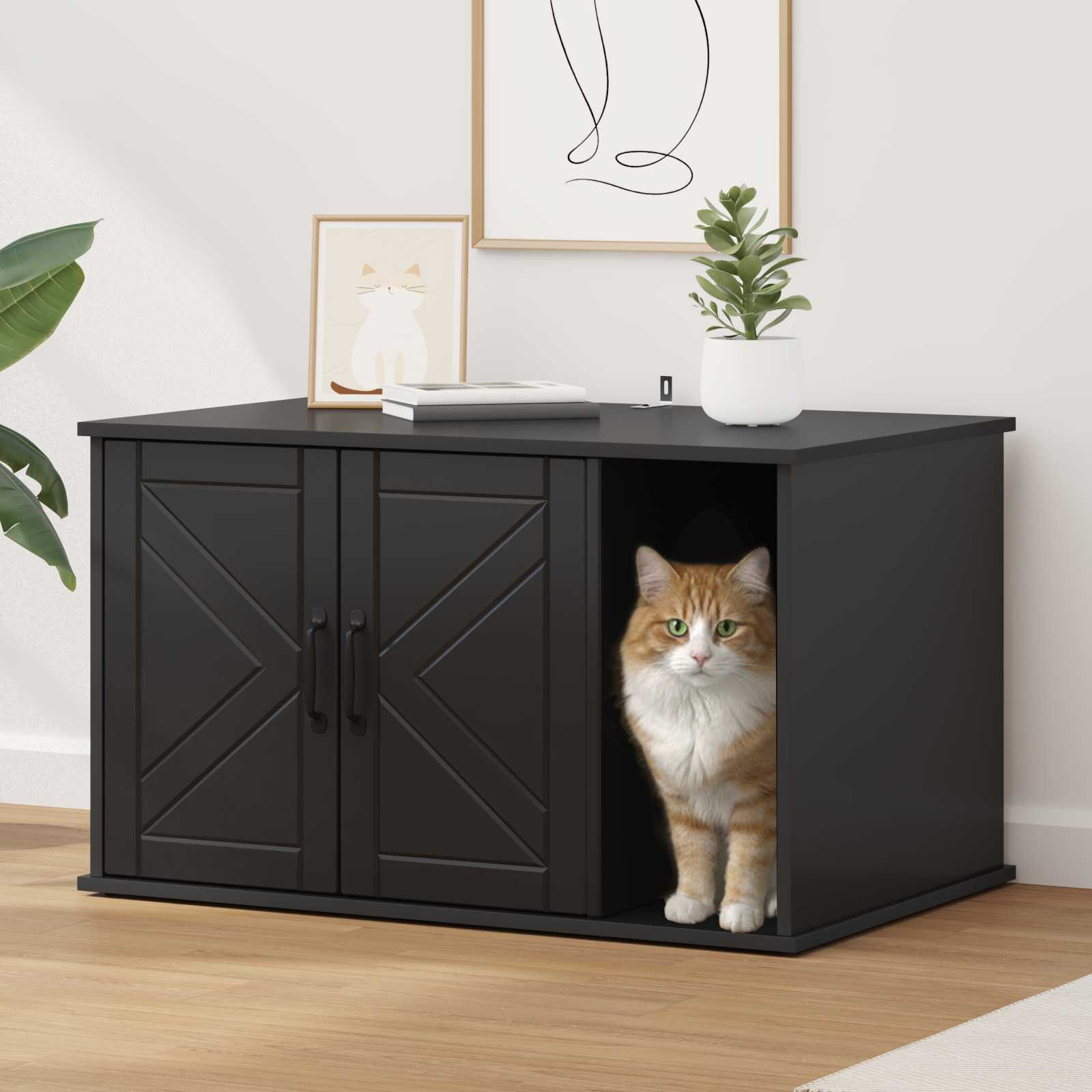 vidaXL Katzenhaus Schwarz 85 x 55 x 50 cm Holzwerkstoff