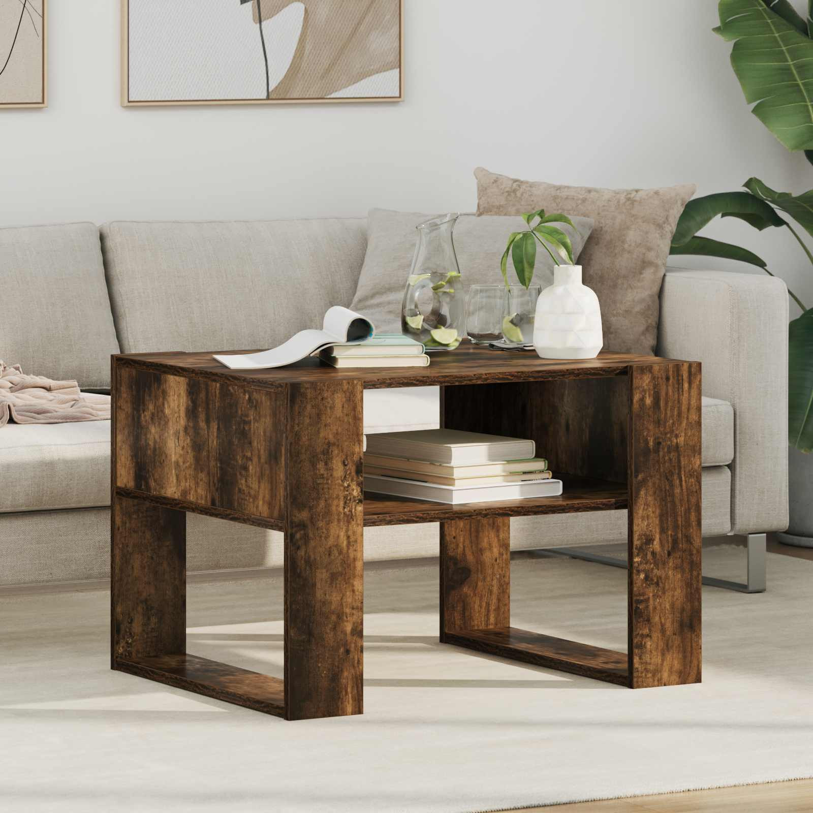 vidaXL Couchtisch Geräucherte Eiche 66 x 53 x 45 cm Holzwerkstoff
