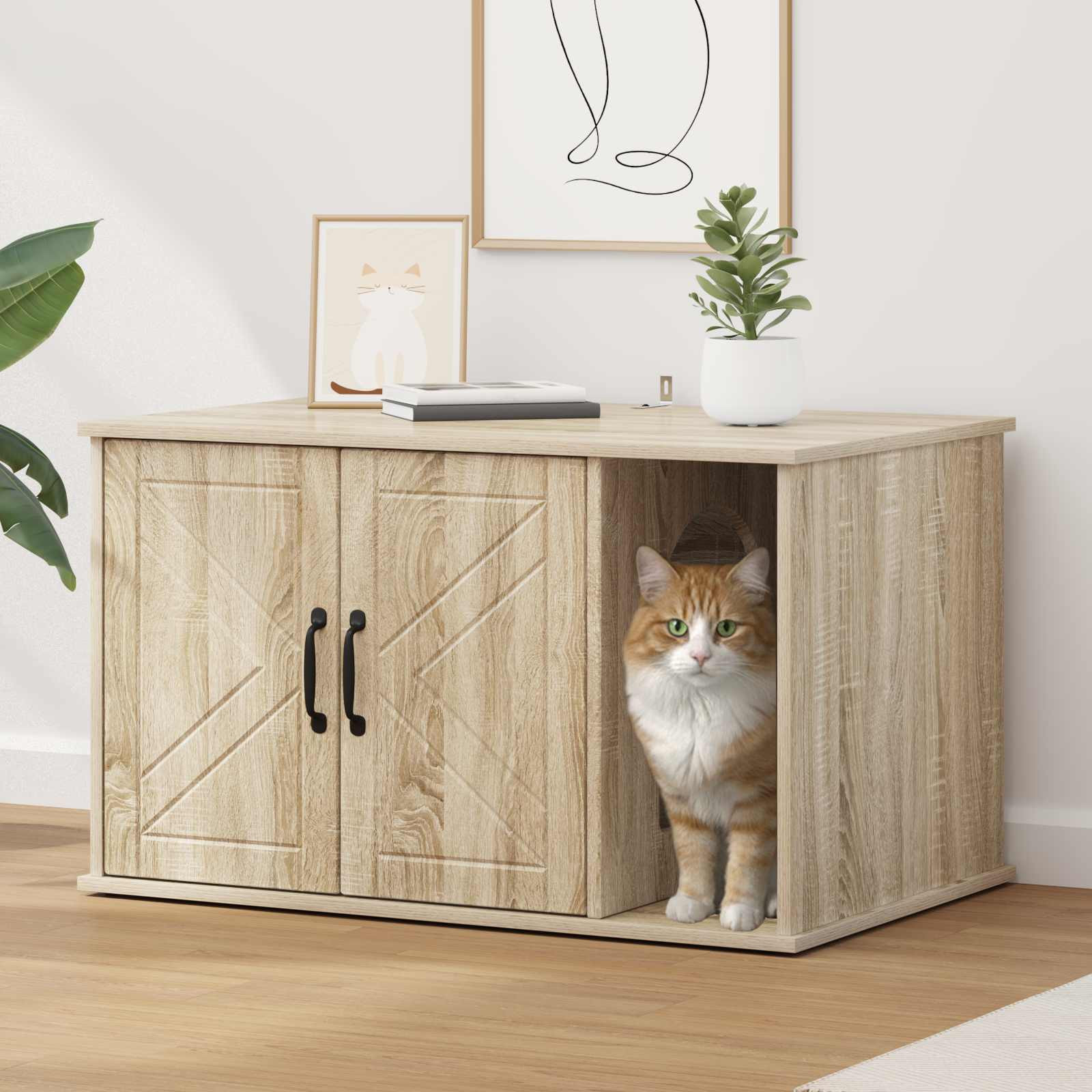vidaXL Katzenhaus Sonoma 85 x 55 x 50 cm Holzwerkstoff