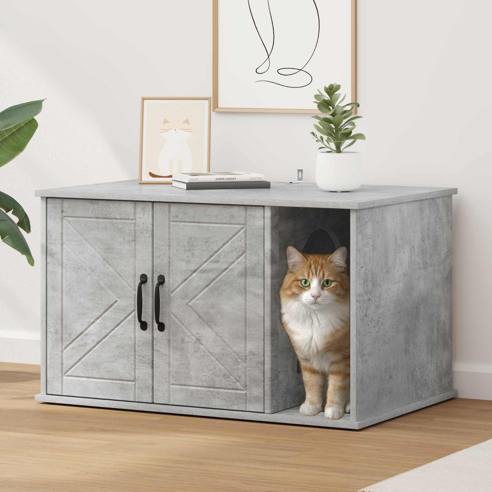 vidaXL Katzenhaus Beton 85 x 55 x 50 cm Holzwerkstoff