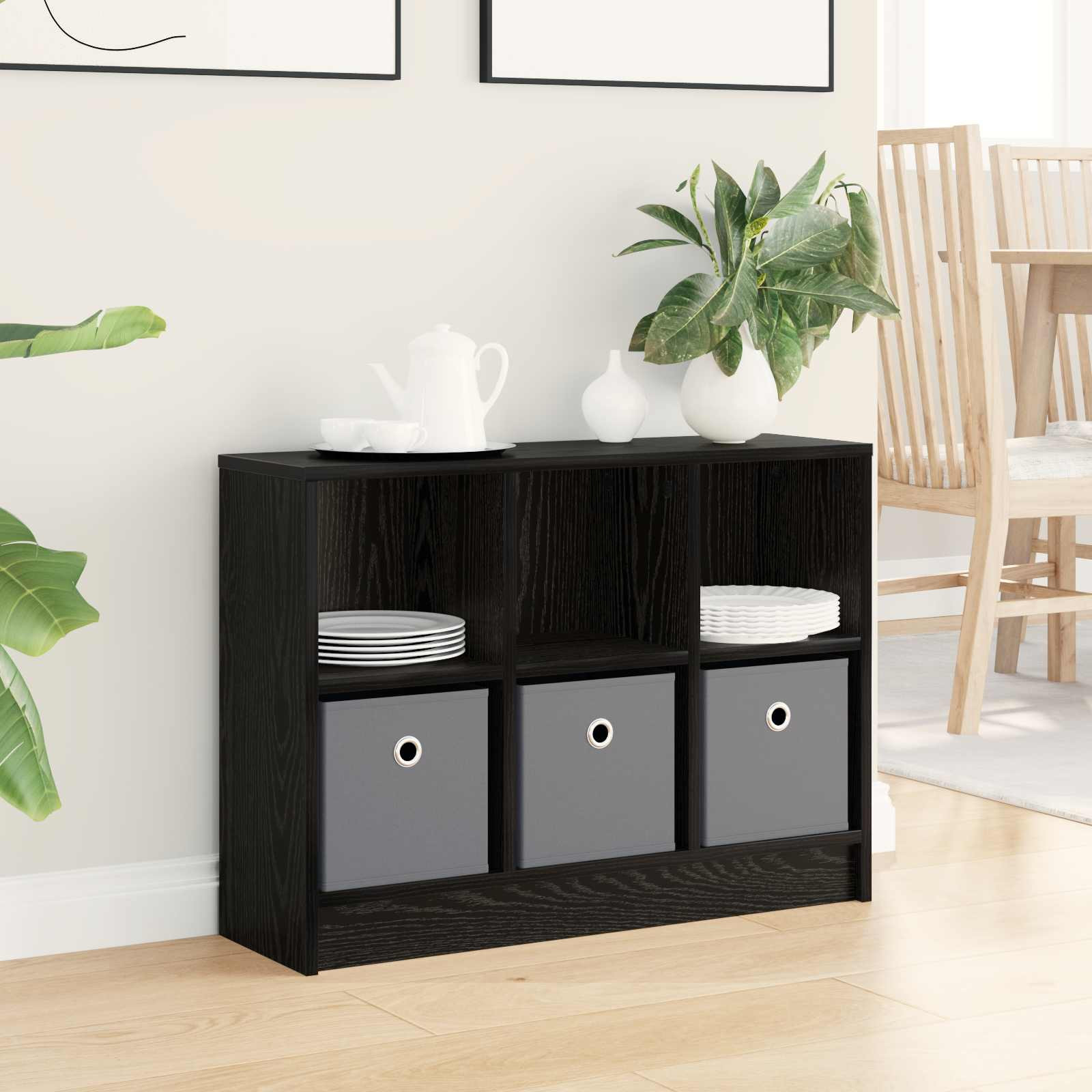 vidaXL Sideboard Schwarz Eichen-Optik 73,5 x 22,5 x 53,5 cm