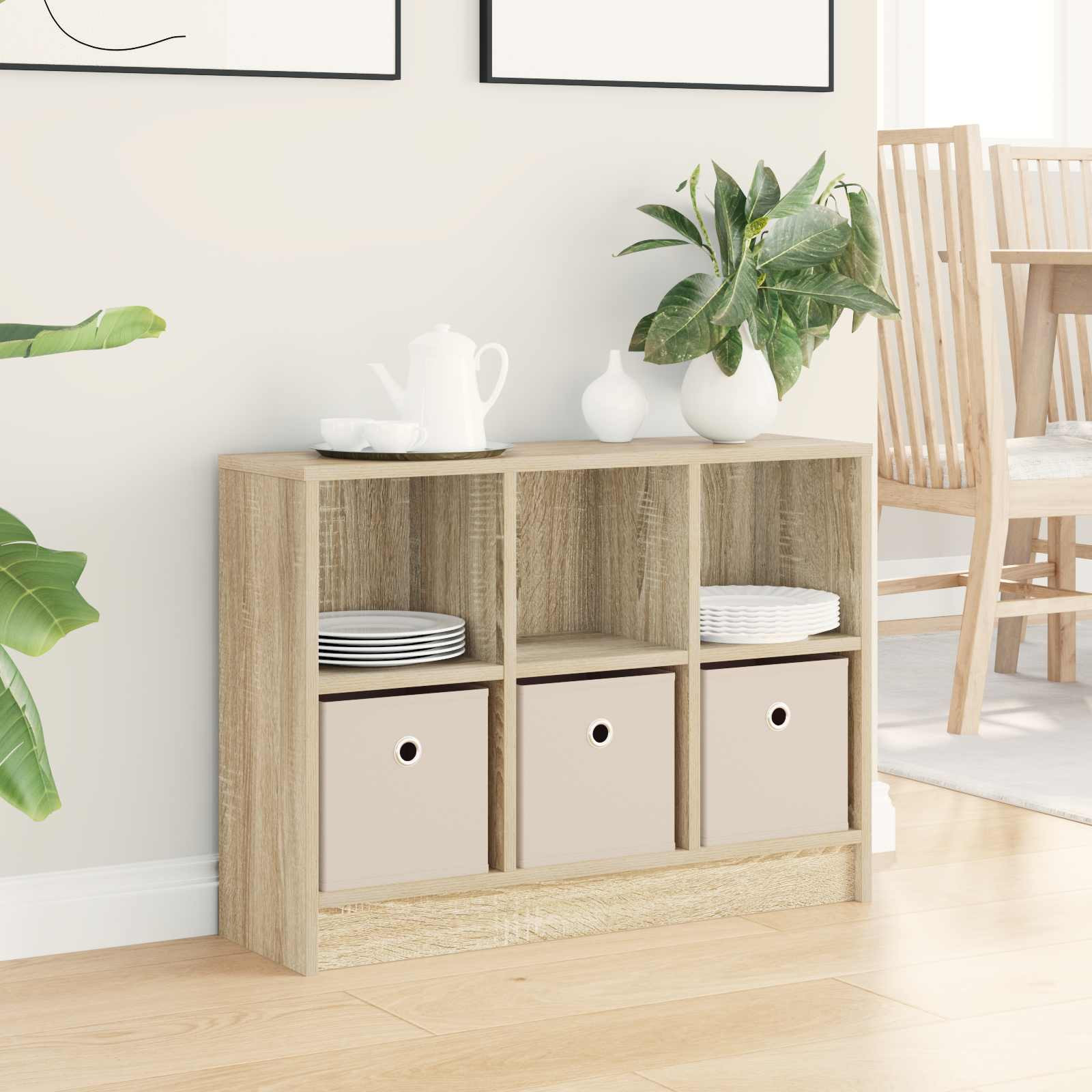 vidaXL Sideboard mit Schubladen Sonoma-Eiche 73,5 x 22,5 x 53,5 cm