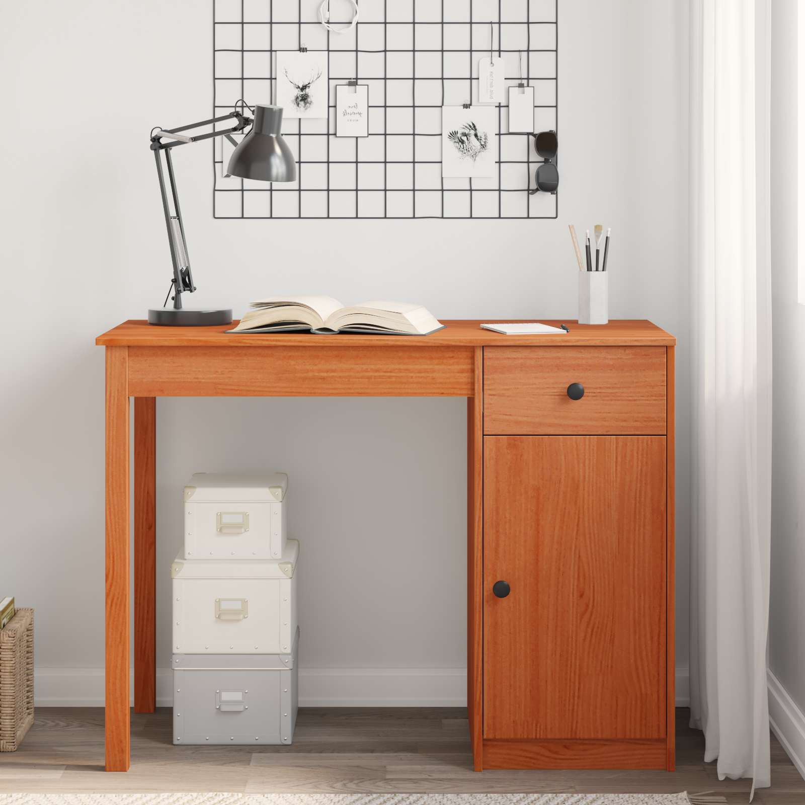 vidaXL Schreibtisch Wachsbraun 100 x 50 x 74 cm Massives Kiefernholz