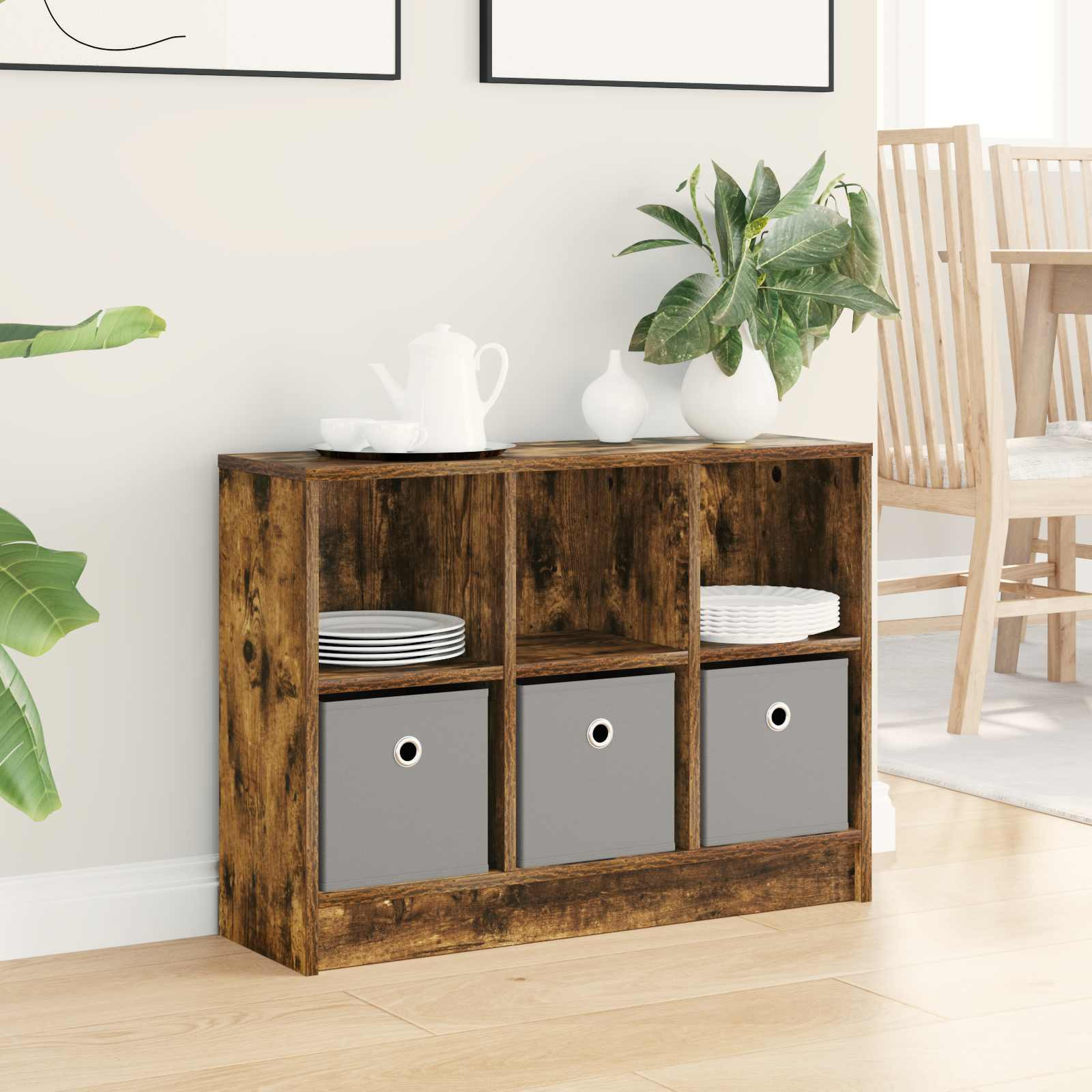 vidaXL Sideboard Geräucherte Eiche 73,5 x 22,5 x 53,5 cm