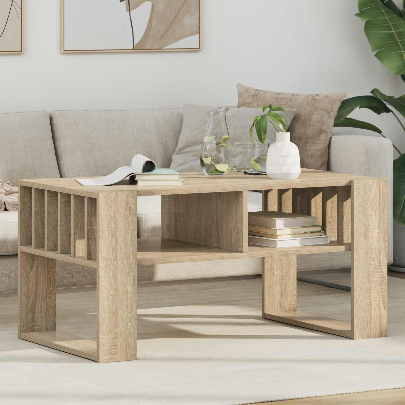 vidaXL Couchtisch Sonoma-Eiche 92 x 49,5 x 45 cm Holzwerkstoff