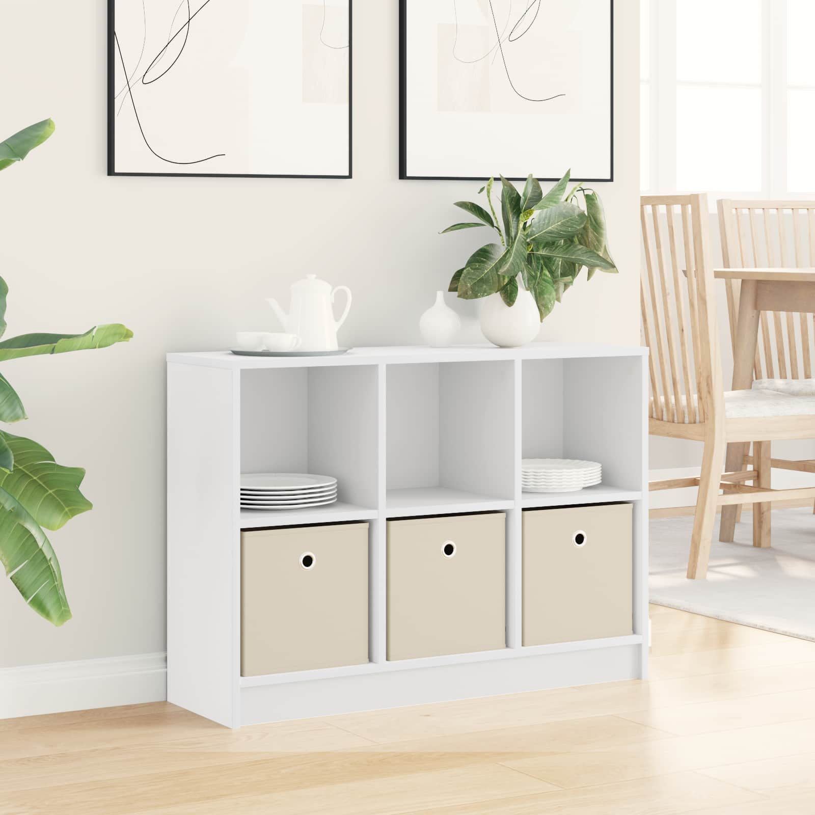 vidaXL Sideboard mit Schubladen Weiß 88,5 x 27,5 x 63,5 cm