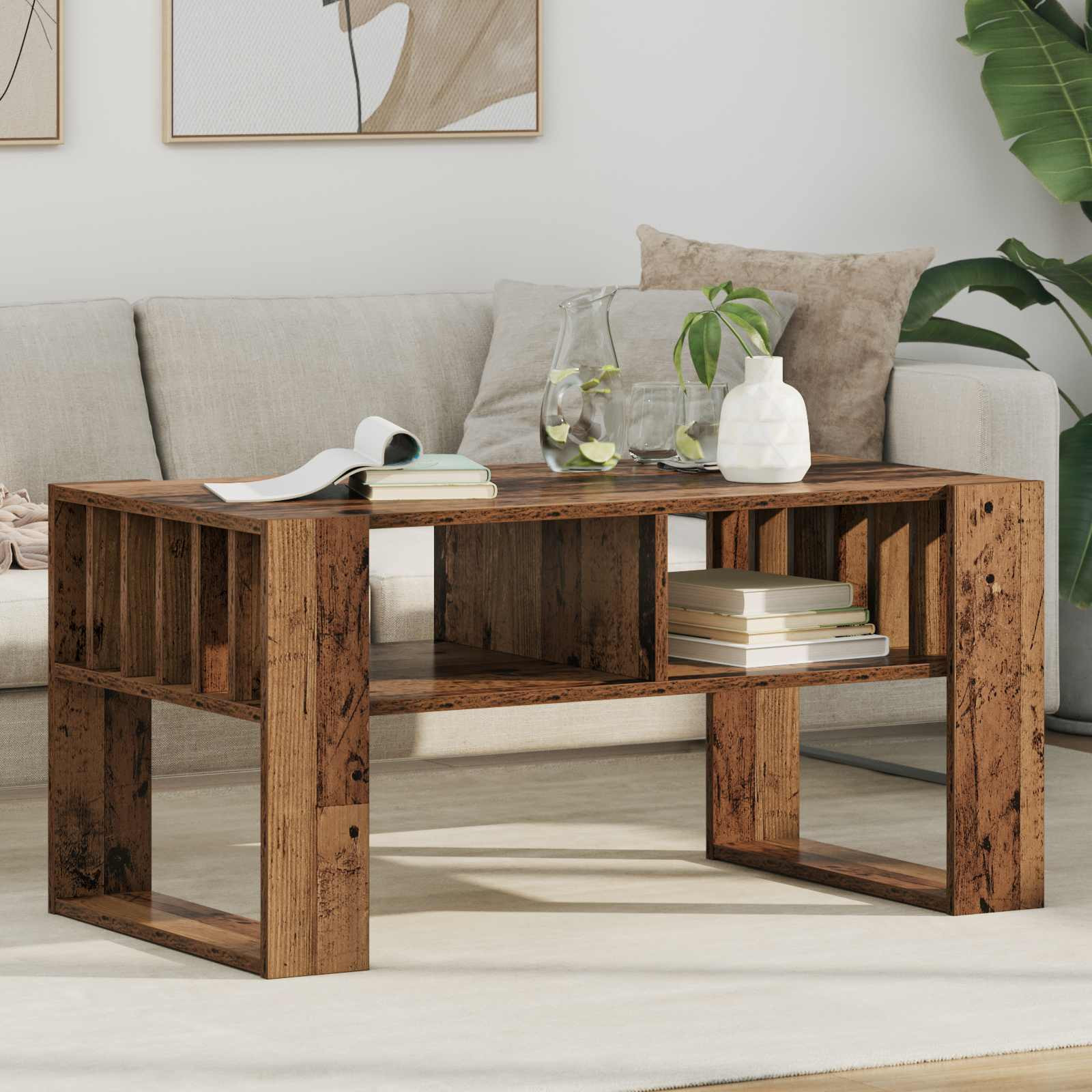 vidaXL Couchtisch Altholz 92 x 49,5 x 45 cm Holzwerkstoff