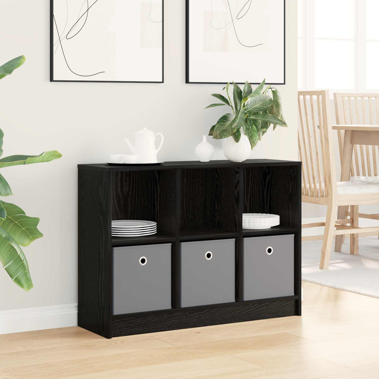 vidaXL Sideboard Schwarz Eichen-Optik 88,5 x 27,5 x 63,5 cm