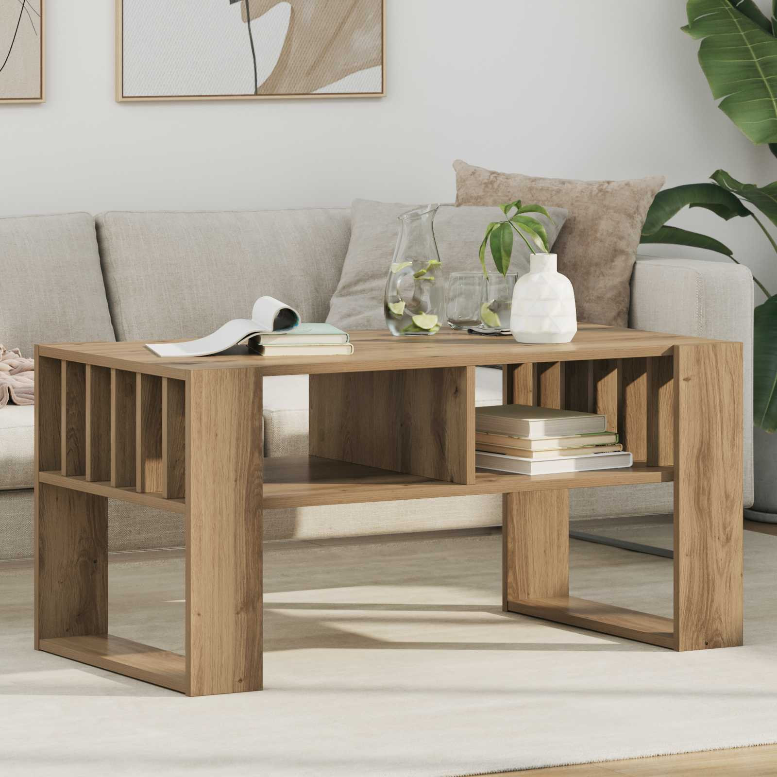 vidaXL Couchtisch Artisan-Eiche 92 x 49,5 x 45 cm Holzwerkstoff