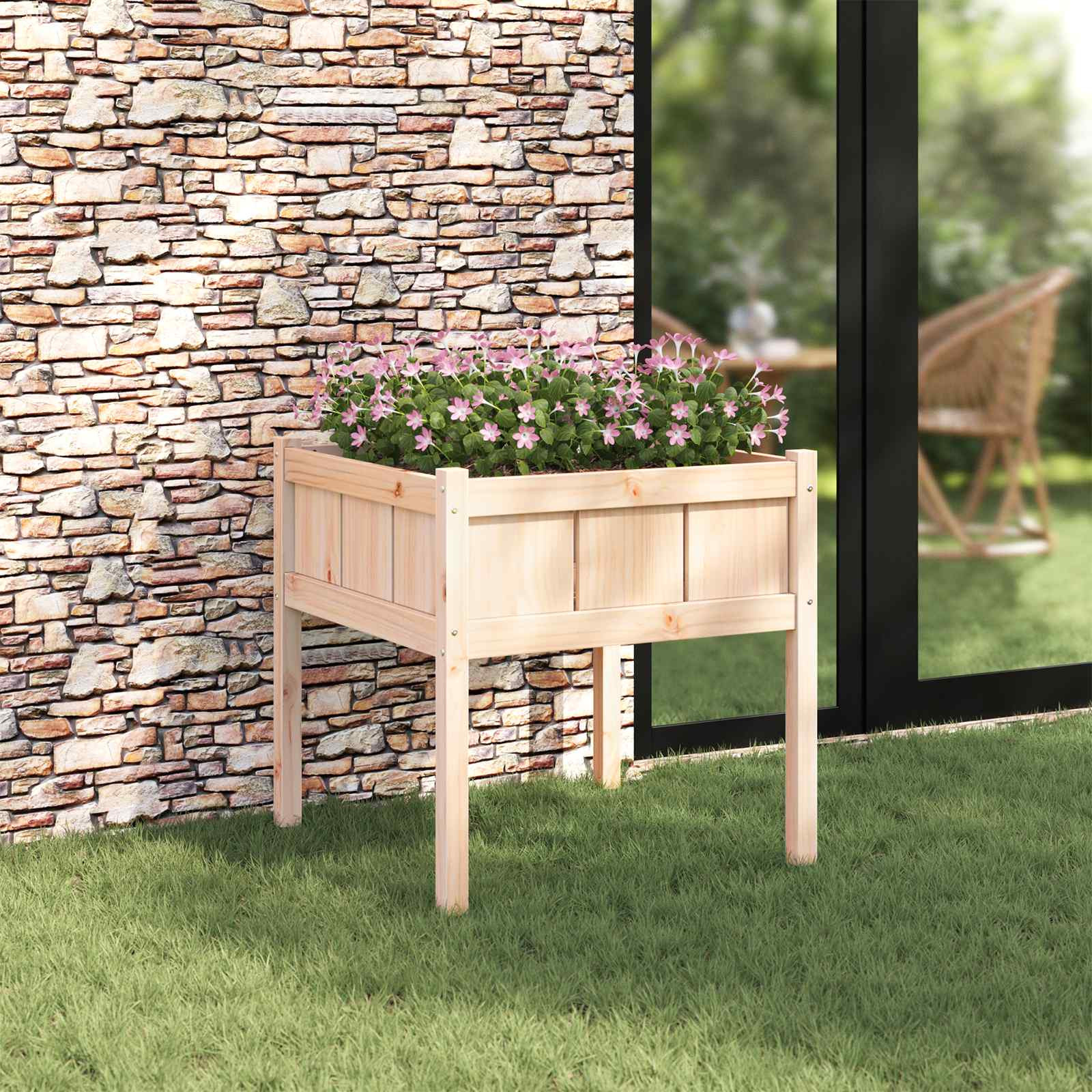 vidaXL Garten-Pflanzgefäß Natur 70 x 70 x 70 cm Massives Kiefernholz