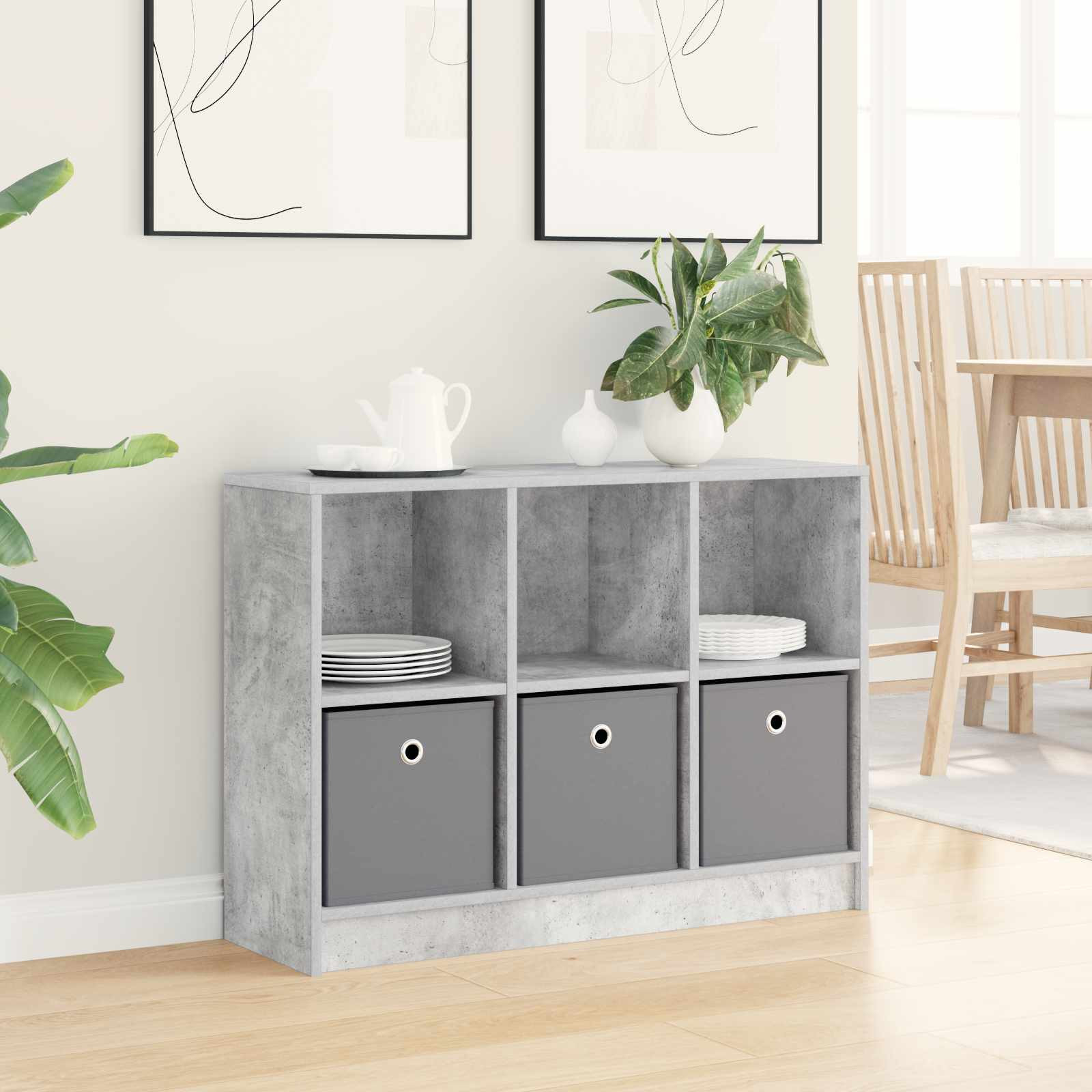 vidaXL Sideboard mit Schubladen Beton Grau 88,5 x 27,5 x 63,5 cm