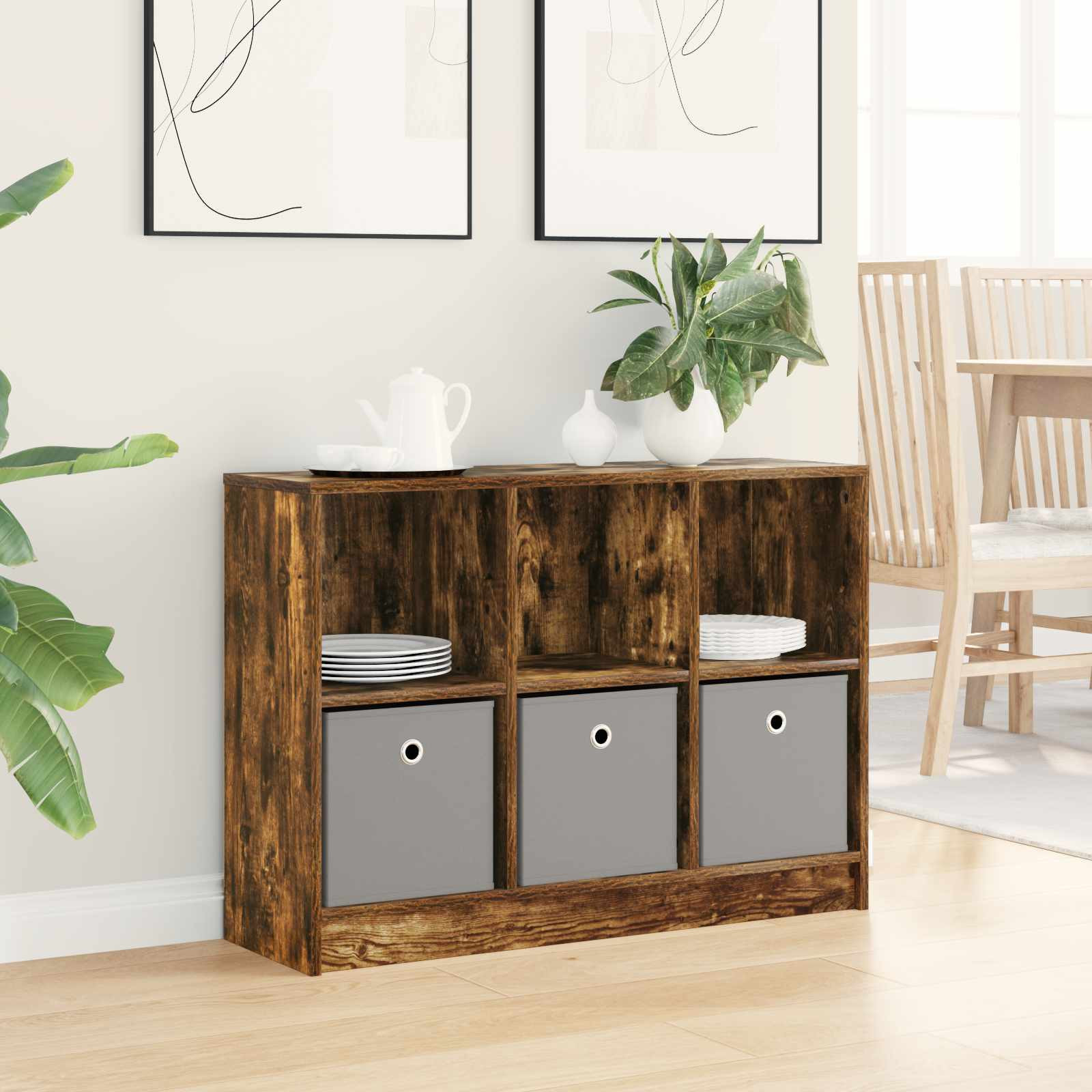 vidaXL Sideboard Geräucherte Eiche 88,5 x 27,5 x 63,5 cm