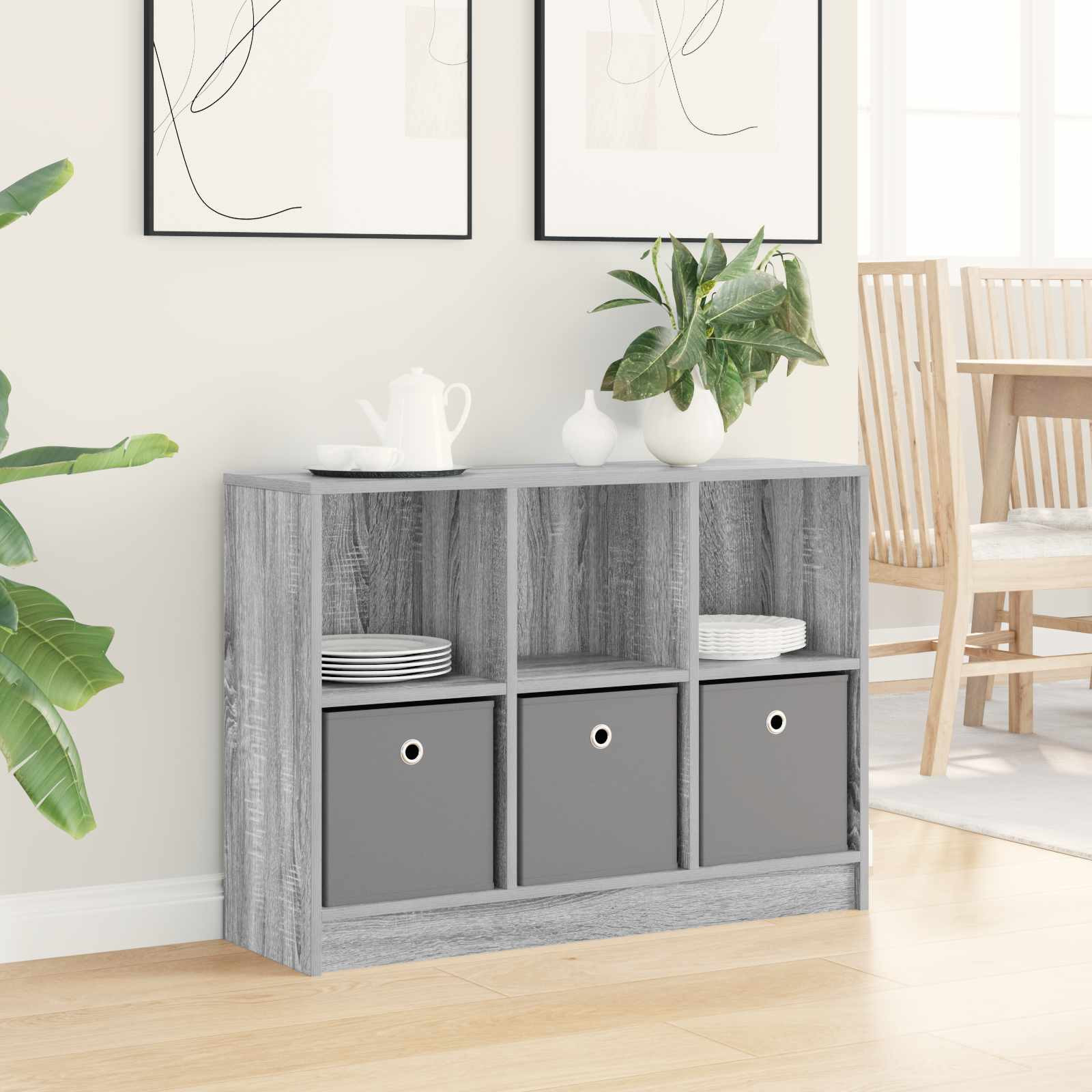 vidaXL Sideboard mit Schubladen Graues Sonoma 88,5 x 27,5 x 63,5 cm
