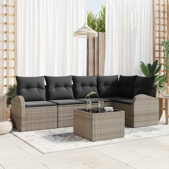 vidaXL Sofa Set mit Kissen Grau Polyester