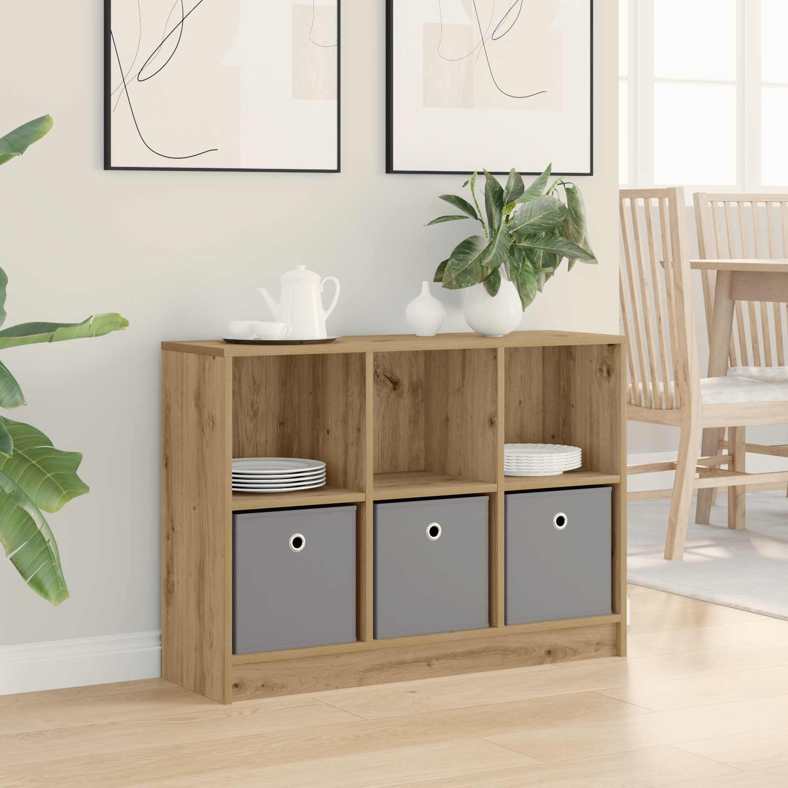 vidaXL Sideboard Artisan-Eiche 88,5 x 27,5 x 63,5 cm