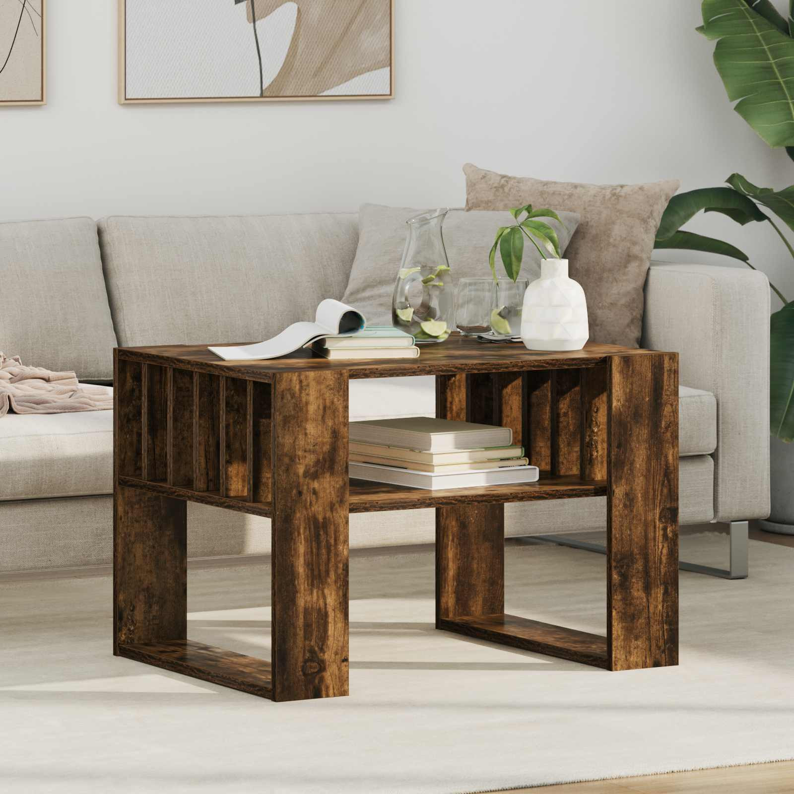 vidaXL Couchtisch Geräucherte Eiche 66 x 49,5 x 45 cm Holzwerkstoff