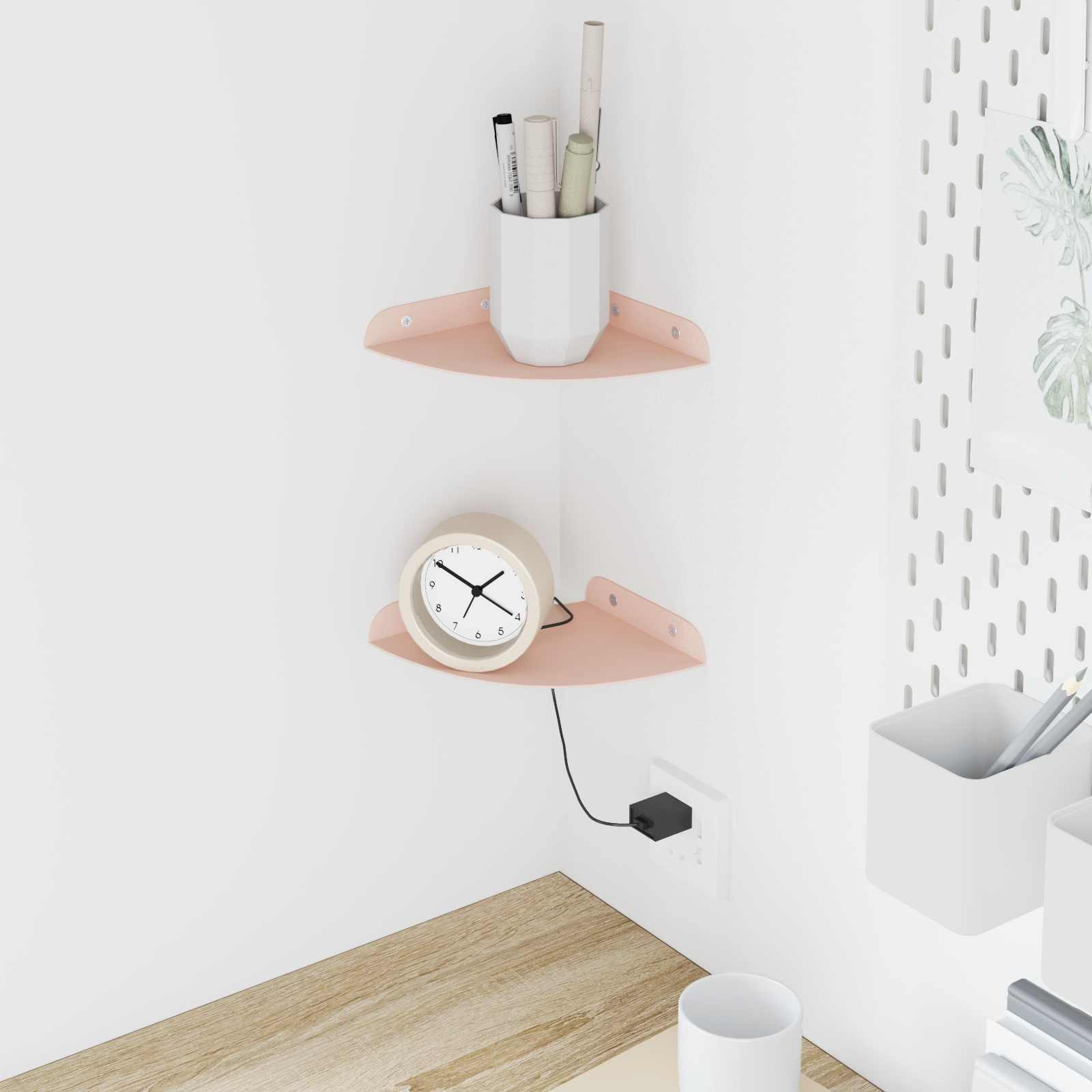 vidaXL Schwebendes Regal mit Regal 2 pcs Rosa 15 x 15 x 2 cm