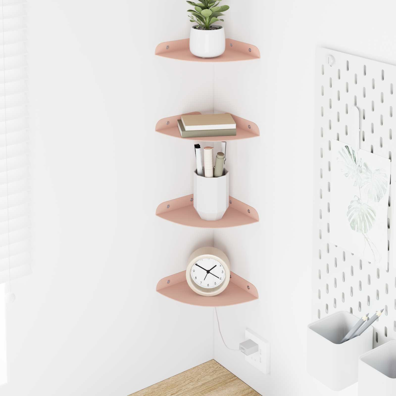 vidaXL Schwebendes Regal mit Regal 4 pcs Rosa 15 x 15 x 2 cm
