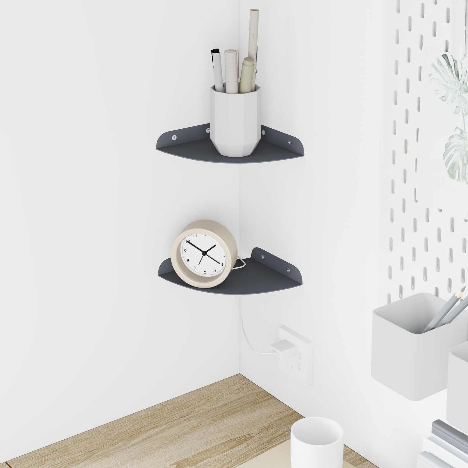vidaXL Schwebendes Regal mit Regal 2 pcs Anthrazit 15 x 15 x 2 cm