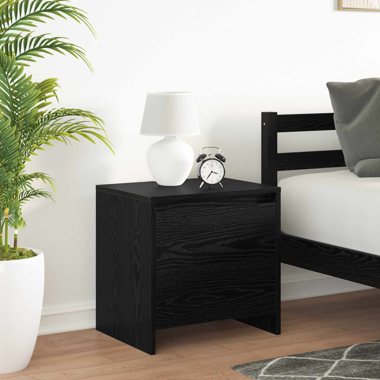 vidaXL Nachttisch Schwarz Eichen-Optik 45 x 34 x 44,5 cm Holzwerkstoff
