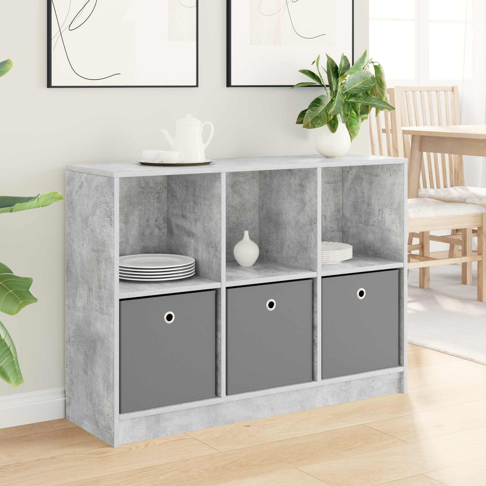 vidaXL Sideboard mit Schubladen Beton Grau 102 x 32 x 73,5 cm