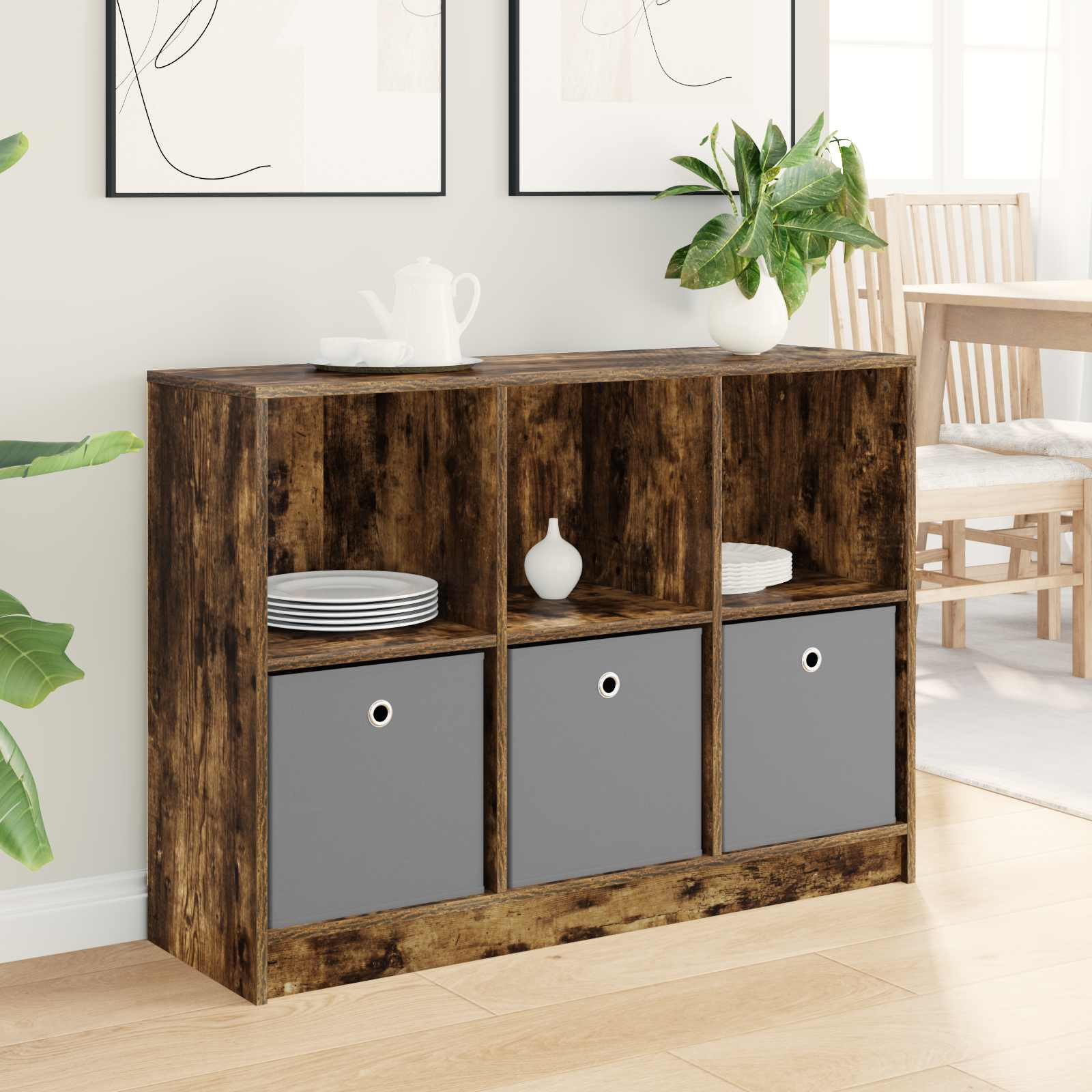 vidaXL Sideboard mit Schubladen Geräucherte Eiche 102 x 32 x 73,5 cm