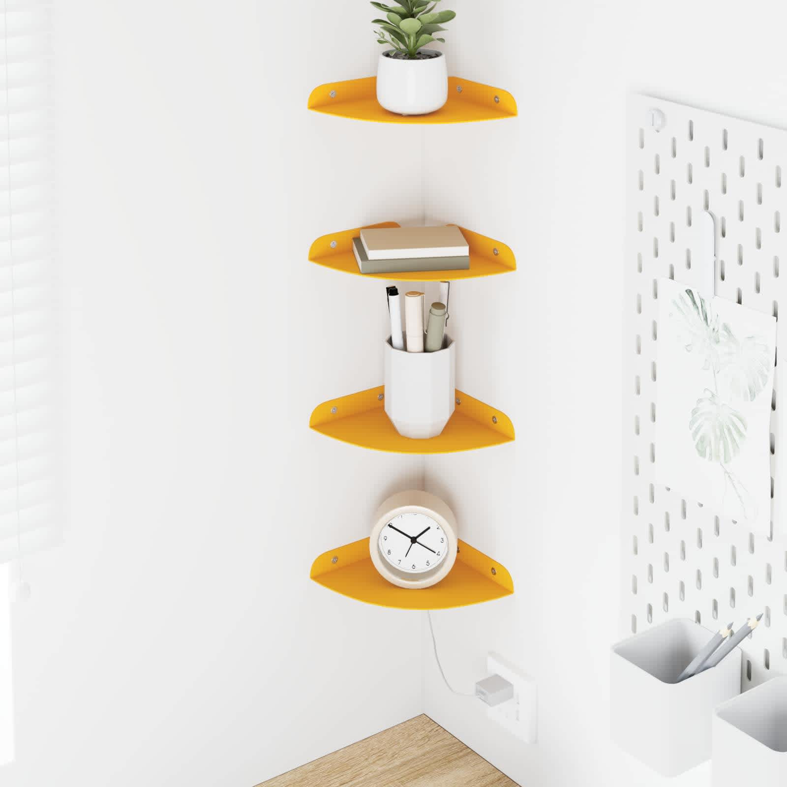 vidaXL Schwebendes Regal mit Regal 4 pcs Senfgelb 15 x 15 x 2 cm