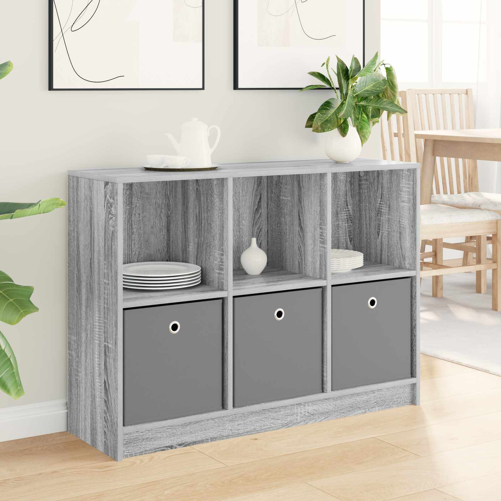 vidaXL Sideboard mit Schubladen Graues Sonoma 102 x 32 x 73,5 cm