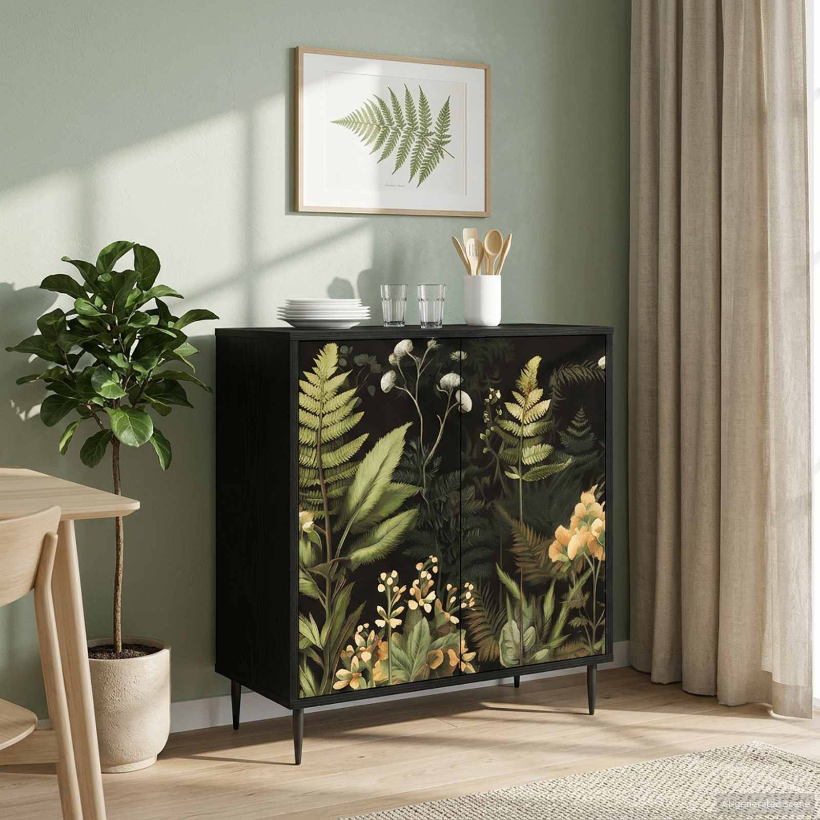 vidaXL Sideboard RHENEN Schwarz Eichen-Optik 69 x 33 x 76 cm