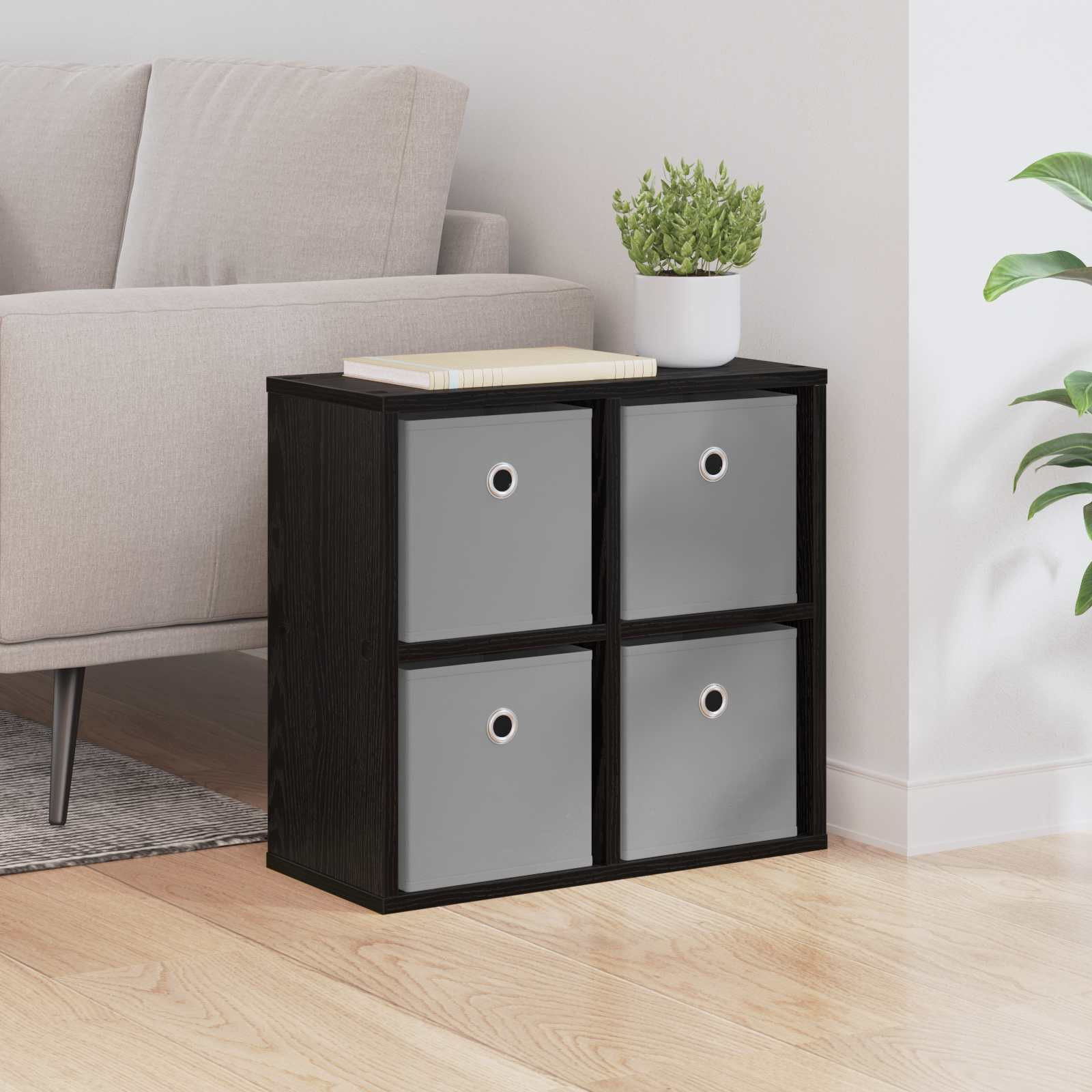 vidaXL Sideboard mit Schubladen Schwarz Eichen-Optik 49,5 x 22 x 47 cm