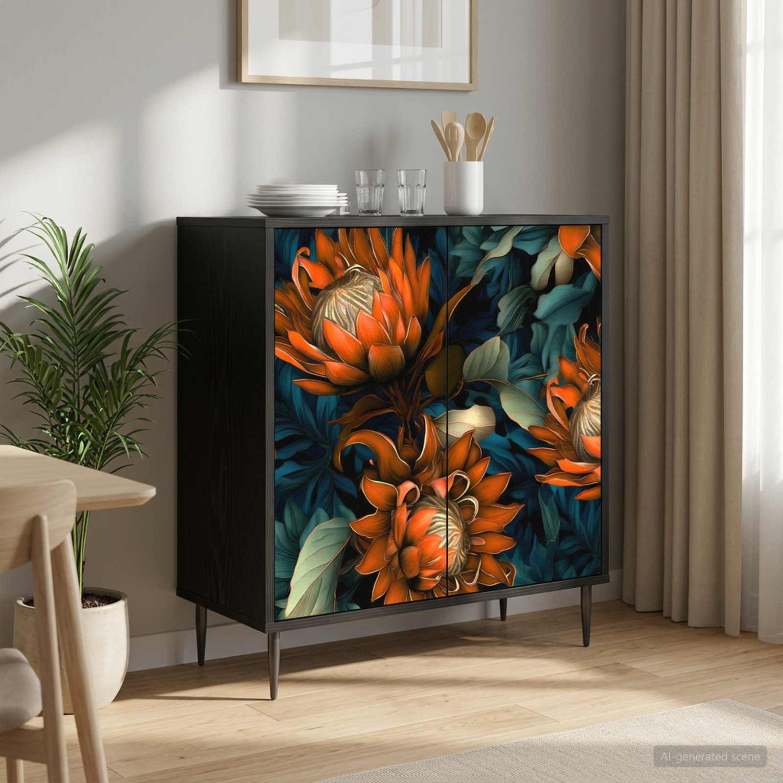 vidaXL Sideboard LOCHEM Schwarz Eichen-Optik 69 x 33 x 76 cm