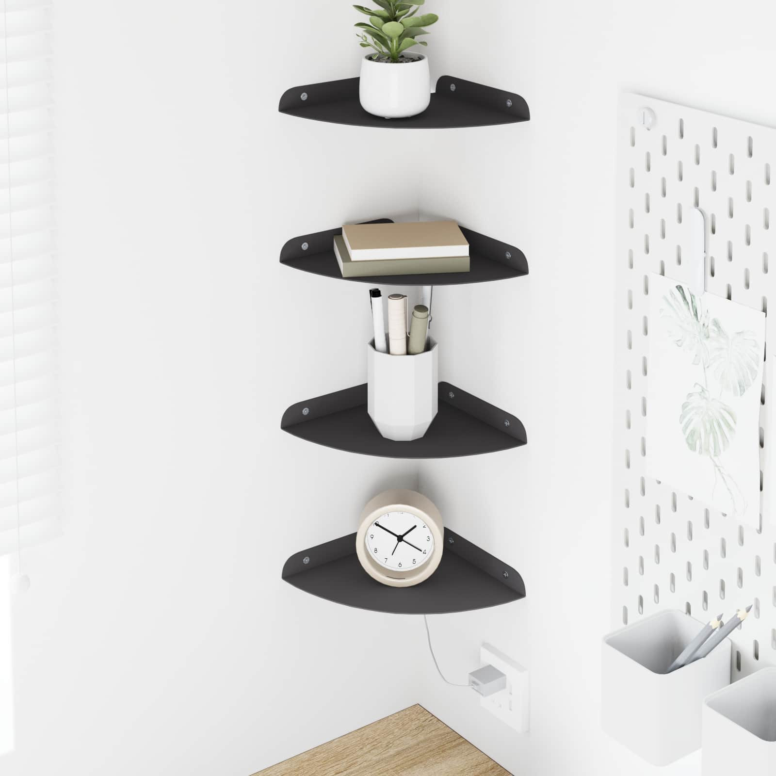 vidaXL Schwebendes Regal mit Regal 4 pcs Schwarz 18 x 18 x 2 cm