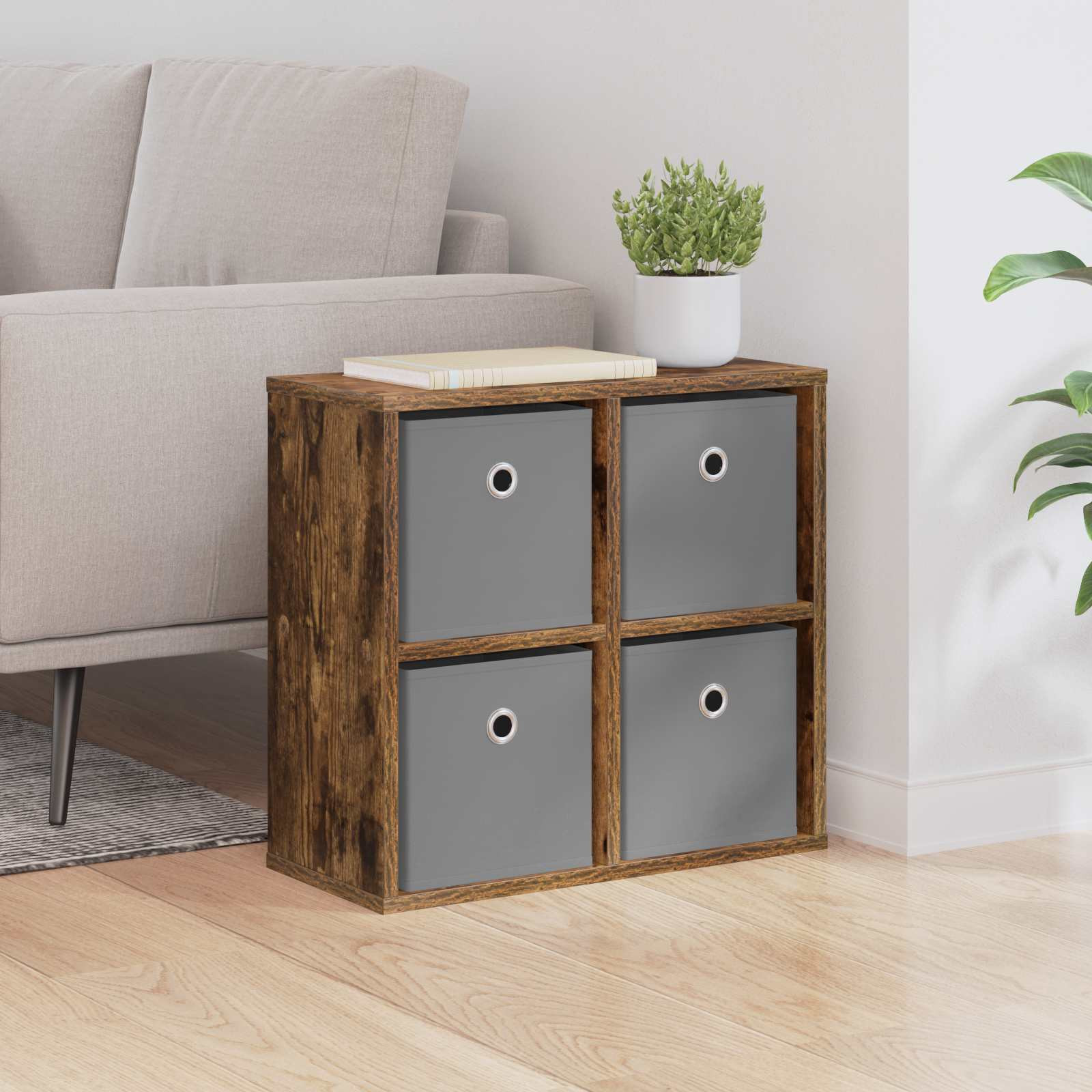 vidaXL Sideboard mit Schubladen Geräucherte Eiche 49,5 x 22 x 47 cm