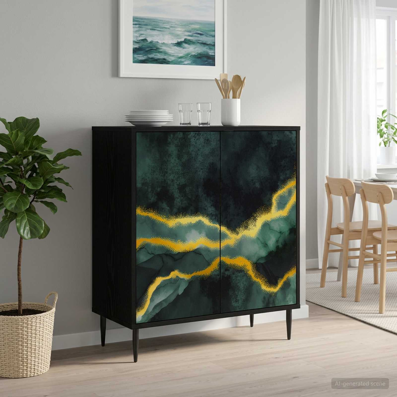 vidaXL Sideboard WIJHE Schwarz Eichen-Optik 69 x 33 x 76 cm