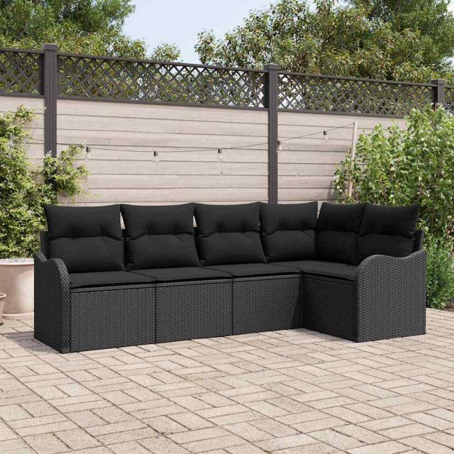 vidaXL Gartensofa-set Schwarz Poly-Rattan