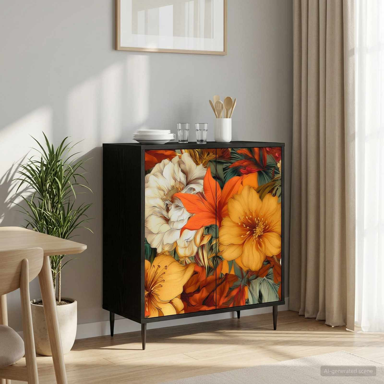 vidaXL Sideboard GENNEP Schwarz Eichen-Optik 69 x 33 x 76 cm