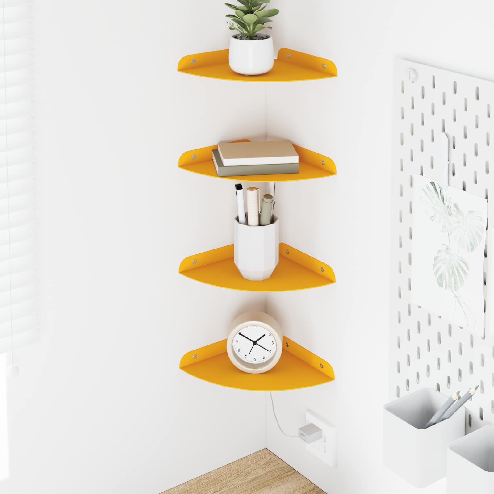 vidaXL Schwebendes Regal mit Regal 4 pcs Senfgelb 18 x 18 x 2 cm