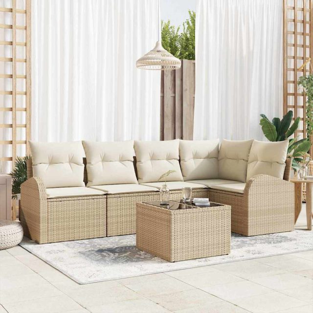 vidaXL Sofa Set mit Kissen Beige Polyester