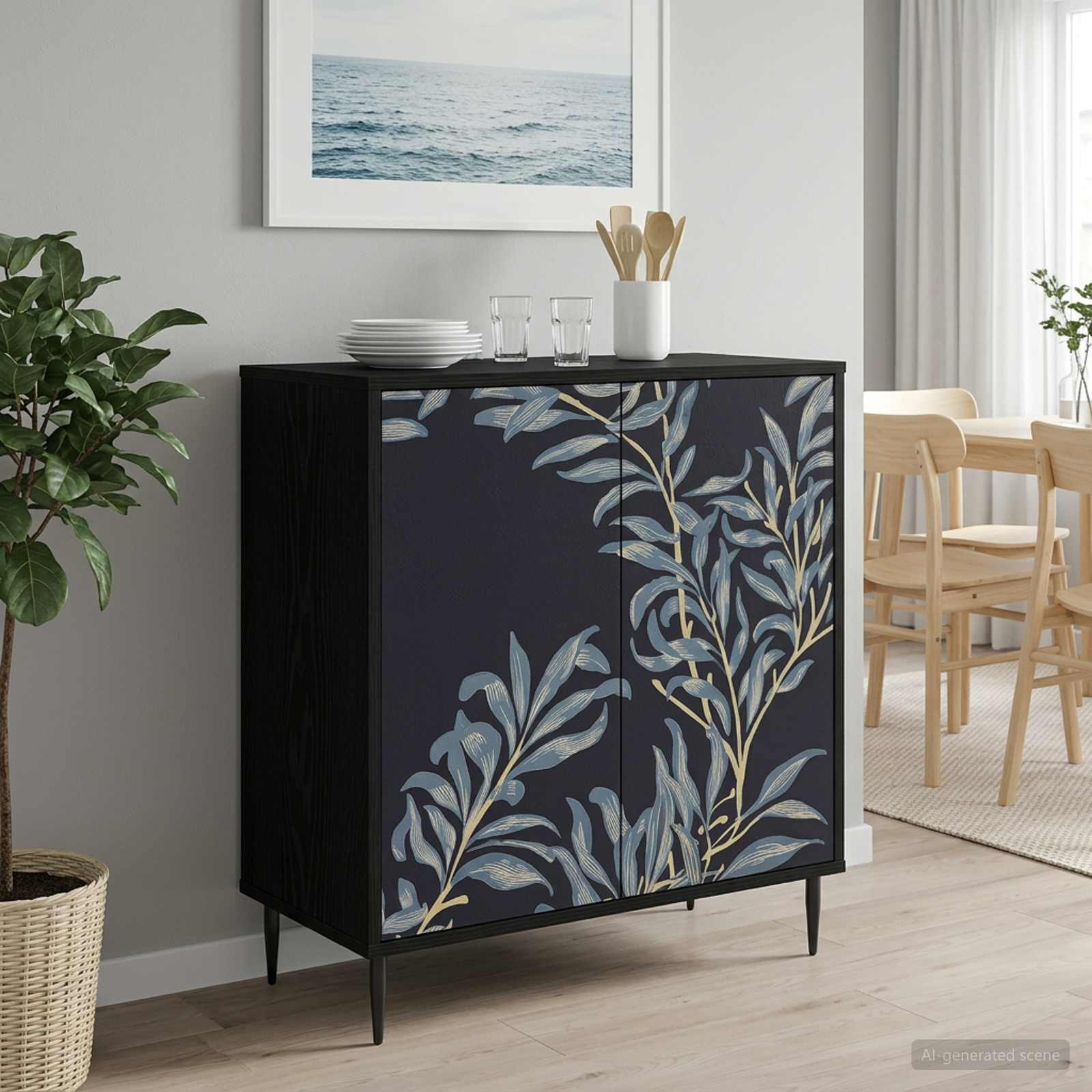 vidaXL Sideboard DOKKUM Schwarz Eichen-Optik 69 x 33 x 76 cm
