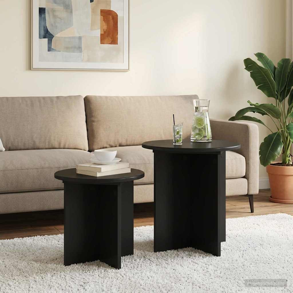 vidaXL Beistelltisch-Set 2 pcs Schwarze Eiche Holzwerkstoff