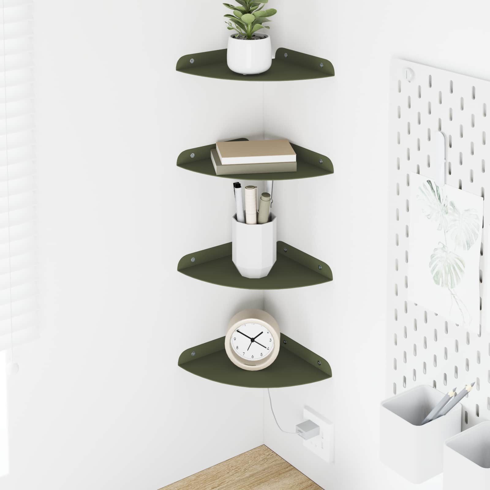vidaXL Schwebendes Regal mit Regal 4 pcs Olive Grün 18 x 18 x 2 cm