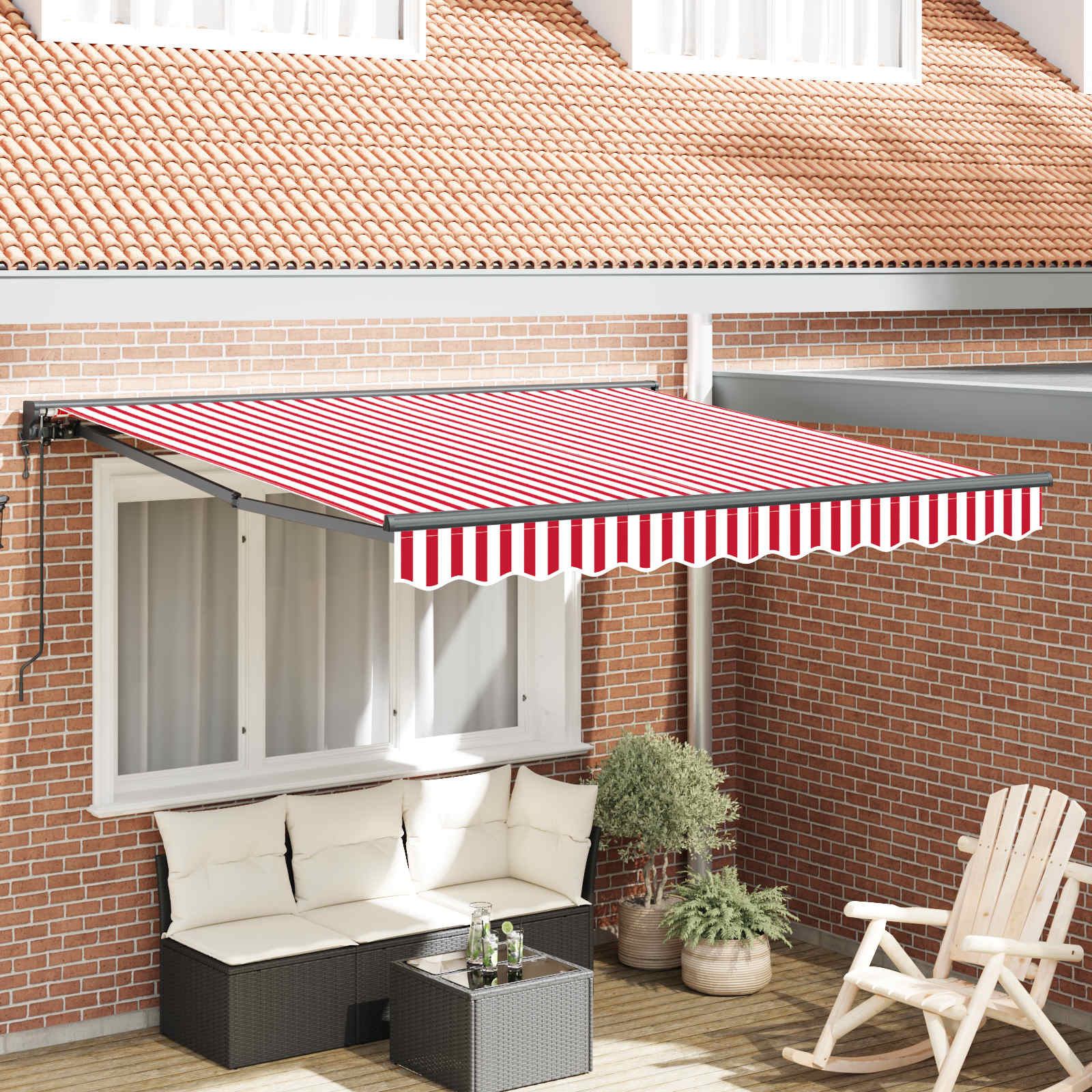 vidaXL Markisenrahmen Rot und Weiß 300 x 250 cm
