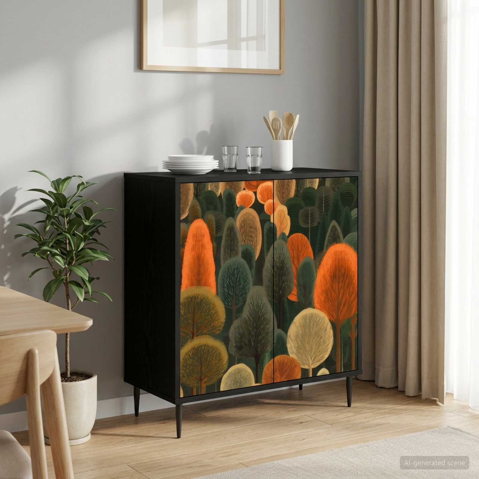 vidaXL Sideboard ZAANDAM Schwarz Eichen-Optik 69 x 33 x 76 cm