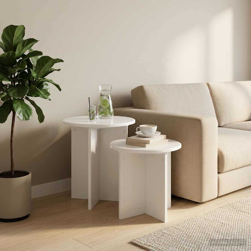 vidaXL Beistelltisch-Set 2 pcs Hochglanz Weiß Holzwerkstoff