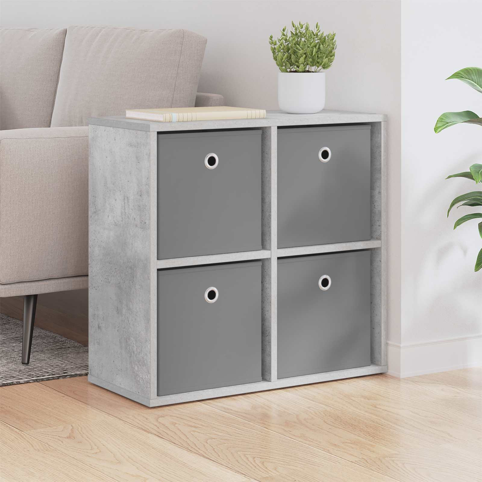 vidaXL Sideboard mit Schubladen Beton Grau 59,5 x 27 x 57 cm