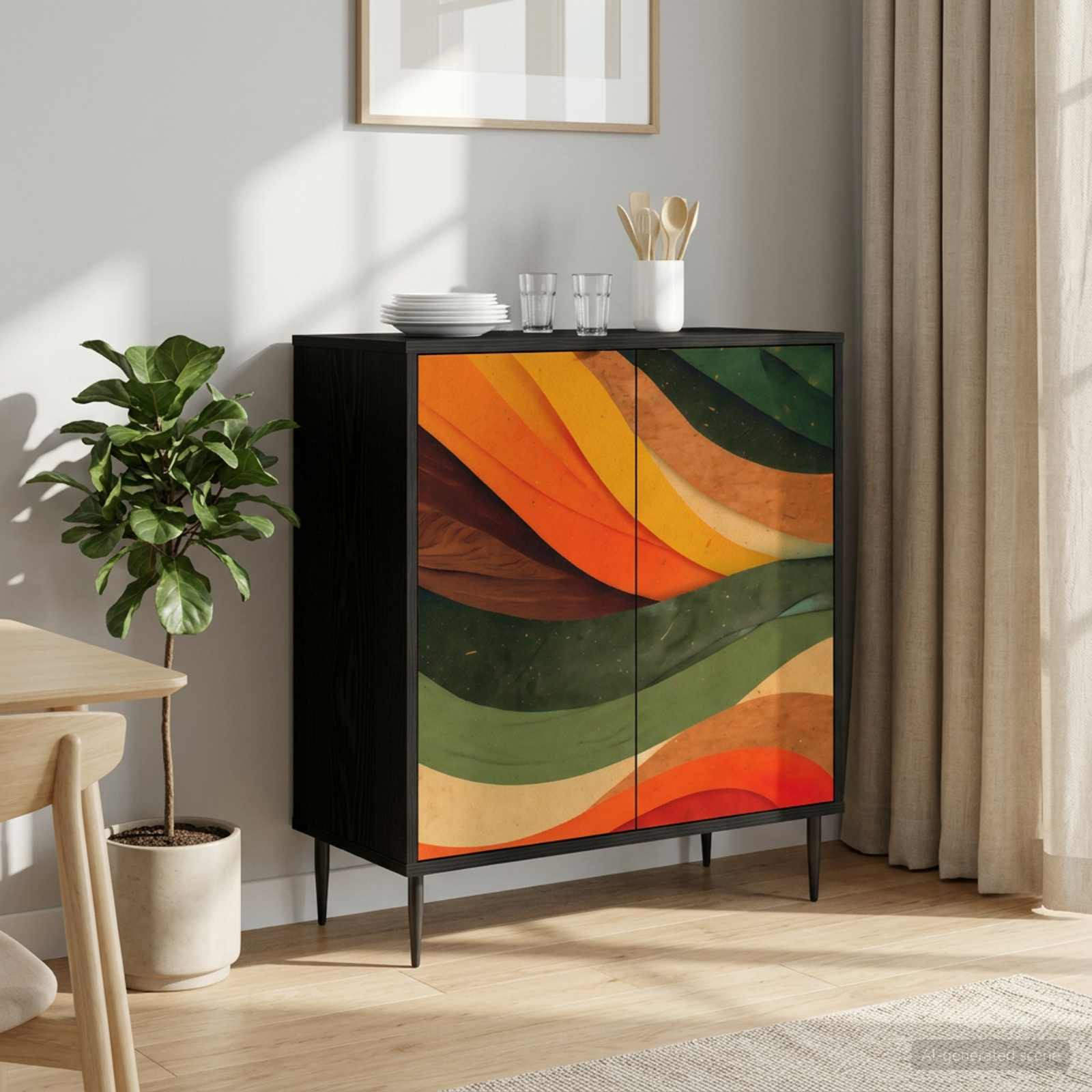 vidaXL Sideboard BONN Schwarz Eichen-Optik 69 x 33 x 76 cm