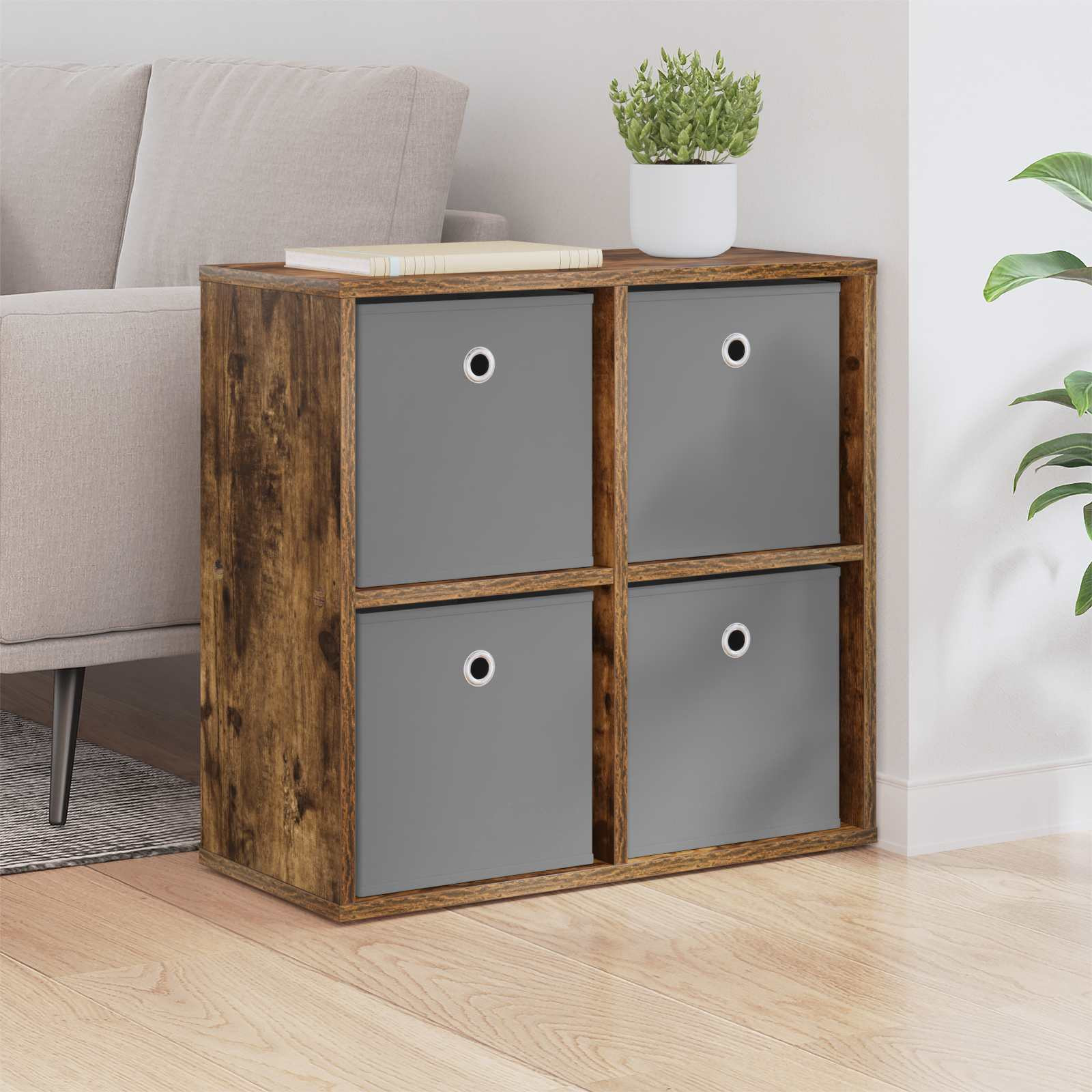 vidaXL Sideboard mit Schubladen Geräucherte Eiche 59,5 x 27 x 57 cm