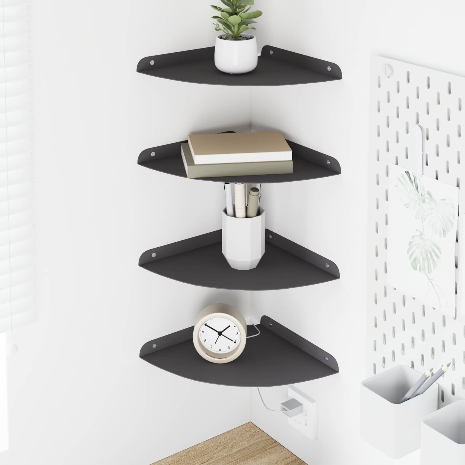 vidaXL Schwebendes Regal mit Regal 4 pcs Schwarz 24 x 24 x 2 cm