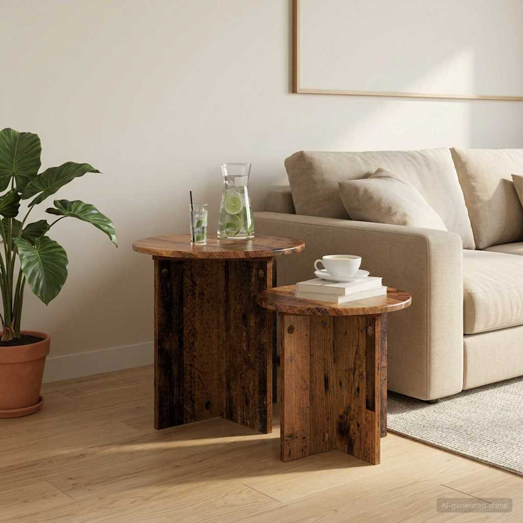 vidaXL Beistelltisch-Set 2 pcs Altholz Holzwerkstoff