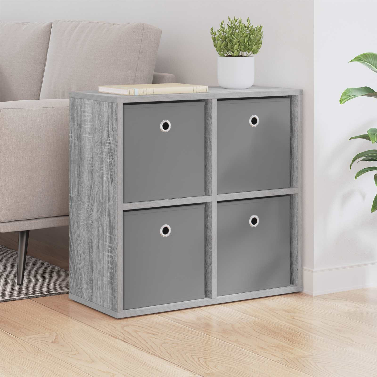 vidaXL Sideboard mit Schubladen Graues Sonoma 59,5 x 27 x 57 cm